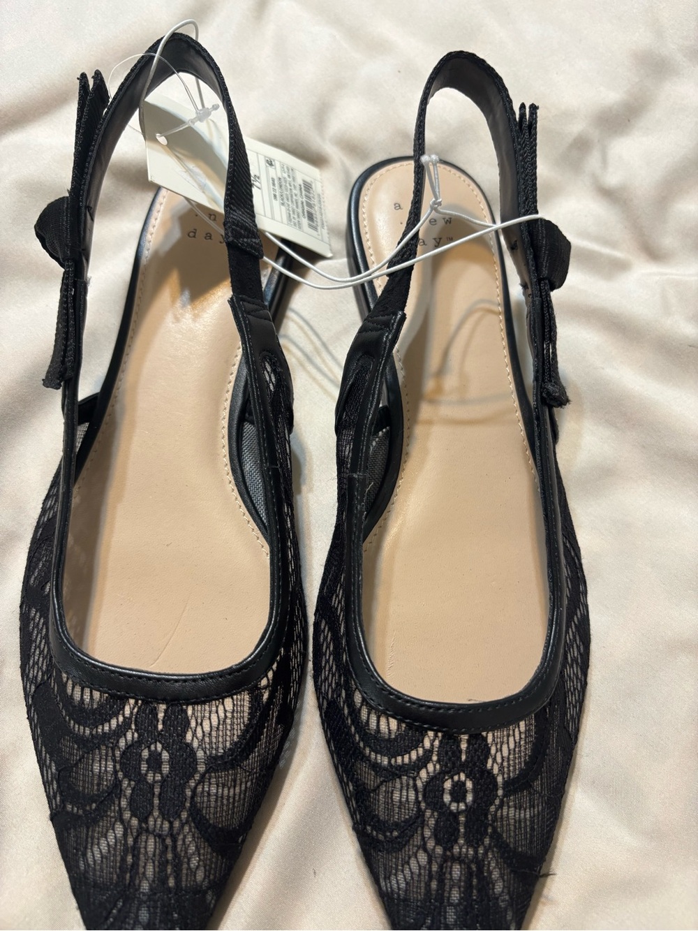 A New Day Black Lace Slingback Flats - Women Shoes 
Size 6 1/2